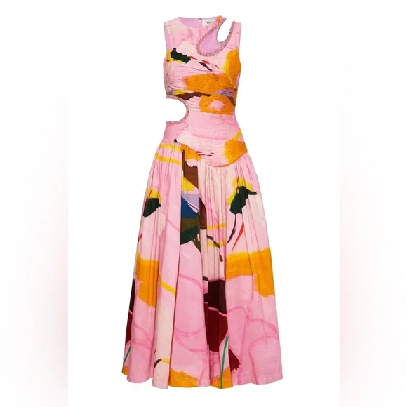 aje pink and yellow dress Rent Aje Pink Dress UK 6